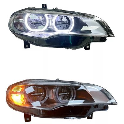 下殺-BMW適用于08-14款寶馬X6 大燈總成E71改裝新款LED天使眼日行燈轉向燈汽車車燈