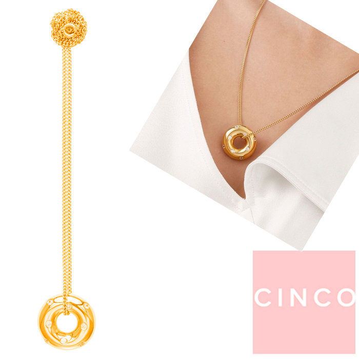 CINCO 葡萄牙精品 Maira necklace 金色甜甜圈項鍊 鑲鑽立體款