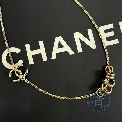 BRAND楓月 CHANEL 16B 金色 水鑽 經典雙C LOGO 五環 項鍊 飾品 配飾 品牌小物