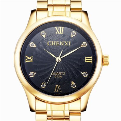 【潮裡潮氣】CHENXI熱賣非機械表商務腕錶鋼帶石英表013全金IPG電鍍