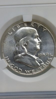 TC48~144鑑定幣美國1959福克蘭半圓銀幣ACG鑑定MS65編號10230793已讓藏了