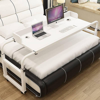 簡約可移動床上雙人筆記本臺式電腦桌家用懶人跨床護理升降小桌子~不含運費
