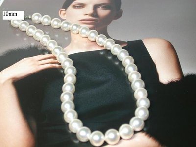 白色10MM【特級天然貝殼珍珠項鍊】比美日本養珠(搭配10mm耳環)