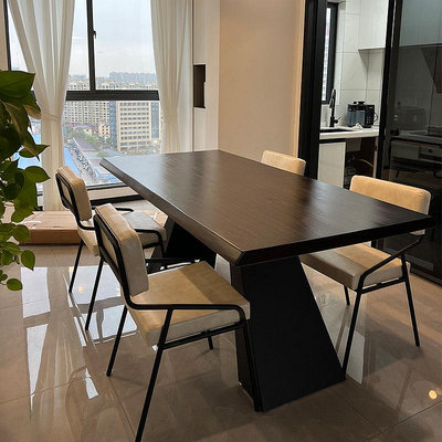 會議桌設計師實木餐桌椅組合現代簡約家用網紅飯桌工業風復古會議大板桌