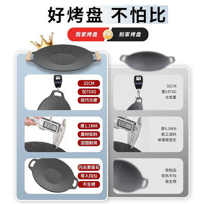 烤盤戶外卡式爐烤肉盤燒烤盤韓式鐵板燒鑄鐵煎烤盤不粘電磁爐家用