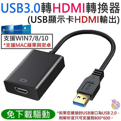 🍁台灣現貨🍁USB3.0轉HDMI轉換器（1080P輸出）🐰A13051 USB HDMI顯示卡 支援WIN7/8/10