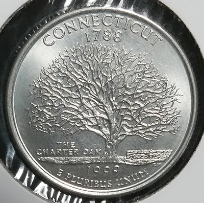 1999D 美國50州紀念幣(康乃狄克州)  25 CENTS(QUARTER DOLLAR)