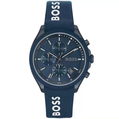 HUGO BOSS Velocity 藍色錶盤 藍色矽膠錶帶 石英 三眼計時 男士手錶 1514061