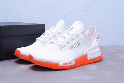 Adidas NMD_R1 V2 Boost 針織 白橘紅 休閒運動慢跑鞋 男女鞋 情侶鞋 FX3902【ADIDAS x NIKE】