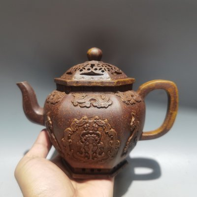 逆輸入 【典藏*紫砂精彫*雙色竹節壺】茶壺 茶道具 容量：170cc 中国古