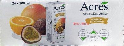 ACRES 柳橙百香果綜合果汁 200mlX24瓶