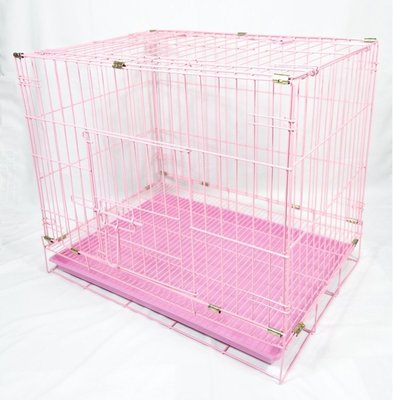 【缺貨】2尺雙門(美式門栓)《粉紅色》密底腳踏網活動摺疊式/折疊式靜電粉體烤漆貓籠/狗籠/兔籠/寵物籠/-台灣製造-