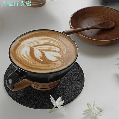 日式手工陶瓷咖啡杯復古條紋咖啡拿鐵杯家用辦公室杯子水杯創意禮物280毫升