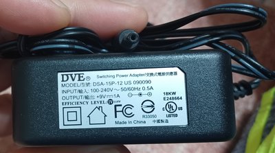 ╭✿㊣ 二手 DVE DSA-15P-12 US 090090 交換式電源供應器【9V ~ 1A】變壓器/充電器 $29