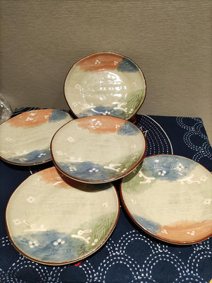 新 日本回流瓷器美濃燒手捏可愛兔子彩色餐盤小盤