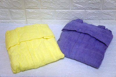 【MIT毛巾】NG純棉{M號}兒童浴袍-連帽可愛小兔耳(黃色)(紫色)