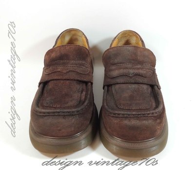 ♛ 黑貓姊vintage潮流古著♛㊕㊝歐洲帶回英國製馬丁大夫 Dr. Martens手工製作樂福鞋厚底鞋大頭鞋(UK6號US8號日本25號）