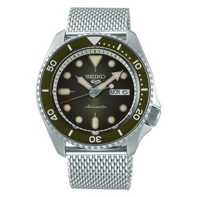 【金台鐘錶】SEIKO精工 5號盾牌 機械錶 潛水表 動力儲存41小時 (米蘭帶綠水鬼) 43mm SRPD75K1