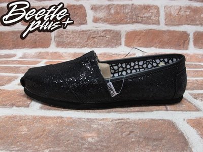 BEETLE TOMS CLASSICS BLACK GLITTER WOMEN 女鞋 黑 亮片 平底 帆布鞋 W9.5