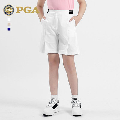 美國PGA 兒童高爾夫女童彈力腰帶短褲 夏季青少年運動時尚球褲子