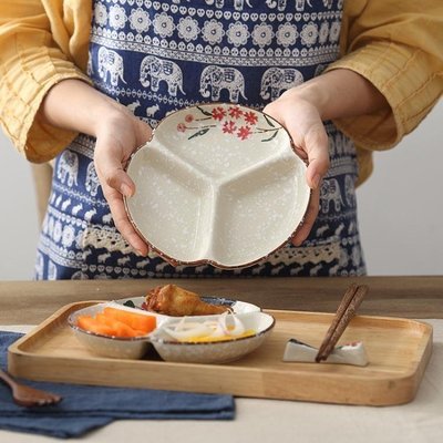 下殺 日式陶瓷三格盤餐具多格盤創意小菜盤子家用分格餐盤菜盤兒童分餐