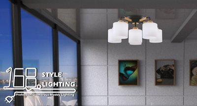 【168 Lighting】居家簡約《木藝吸頂燈》（兩款）六燈款GB 81036-1