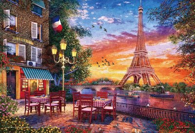 13-11 迷你1000片日本進口拼圖 繪畫風景 夕陽下的巴黎 艾斐爾鐵塔