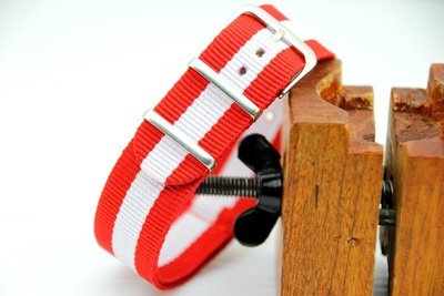 艾曼達精品~ 20mm Daniel Wellington可用,japan flag 紅+白Nylon Watch St