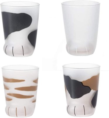 【樂活先知】『代購』日本 coconeco 玻璃貓掌杯  貓爪杯 貓足杯  一組四入   230ml