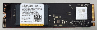 美光 Micron 512GB 2400 M.2 2230 NVMe PCIe Gen4x4 MTFDKBA512QFM