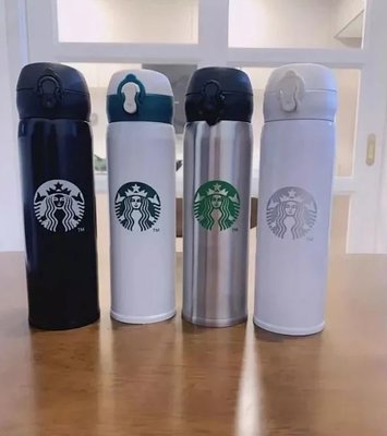 【M's】星巴克 Starbucks 經典款 不鏽鋼保溫杯 白色 黑色 白綠色 銀色＊4色473ML。Y210501