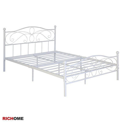 RICHOME 福利品 BE-257 夢麗五呎雙人床 床架 雙人床 單人床 鐵床 白色 浪漫