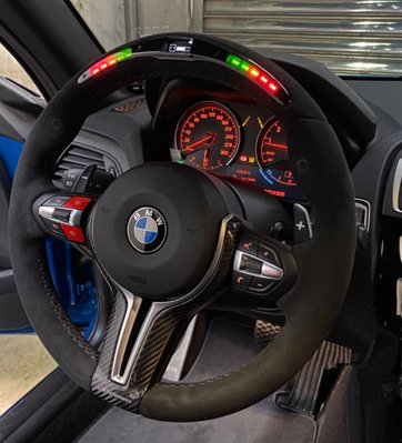 【翰翰二輪】BMW M Performance LED液晶超轉燈 頂級麂皮方向盤 本體 麂皮把 三色縫線 碳纖維
