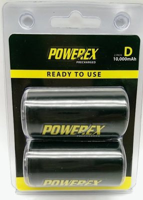 【低自放電】POWEREX 1號 充電電池  •  10000mAh 1.2V Ni-MH • 充電式1號電池 【2入】