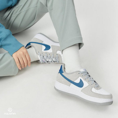 Nike Air Force 1 LV8 (GS) 大童 白灰藍 經典 運動 休閒鞋 DH9597-001
