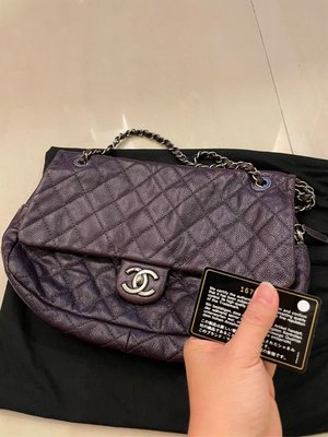 Chanel 紫色銀扣Zip Coco 30公分