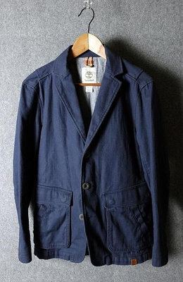 美國戶外品牌 Timberland 深藍 人字紡 純棉 休閒獵裝外套 XS號