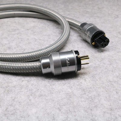 Edison audio 鍍銀編織網+純棉避震隔離， 鋁陽極鍍金頭電源線