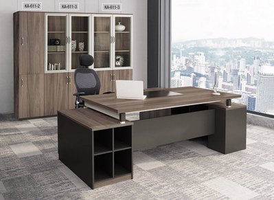 [ 家事達]台灣 OA-132-1 迪凱恩5.8尺胡桃木紋色辦公桌整組(L型)特價-已組裝--限送中部