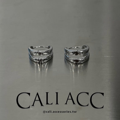【CALI】復古/雙層/簡約/街頭/鈦鋼/耳環-滿599免運