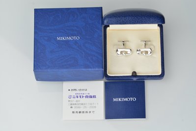【芬芳時尚】 日本專櫃購回 MIKIMOTO AKOYA珍珠 純銀珍珠 袖扣  附原專櫃盒