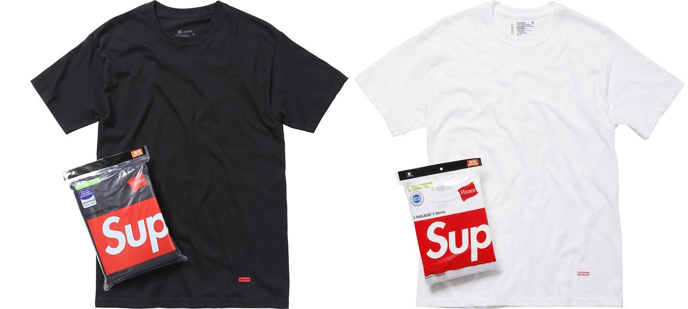 全新SUPREME X HANES T-SHIRT 柔軟棉T 素T 耐穿短袖T恤余文樂著黑色