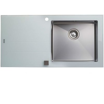 唯鼎國際【瑞士FRANKE頂級不銹鋼平台槽】CYV611(B)  強化玻璃白色平台槽(單)  左平台/右平台