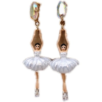 現貨熱銷-大牌潮款法國Les Nereides芭蕾舞女孩 夢幻極光 鑲鉆水晶耳釘耳環耳夾
