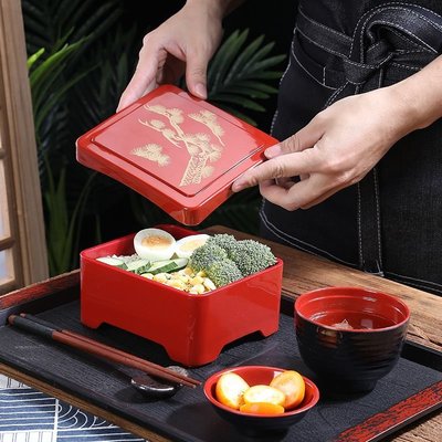 下殺-日式特色鰻魚飯盒塑料方形帶蓋餐盒壽司料理專用盒創意點心盒商用