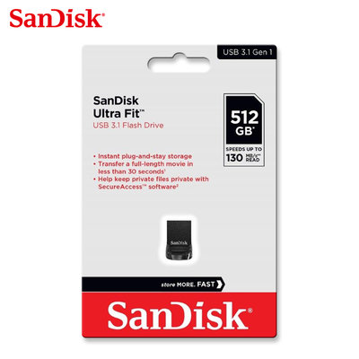 SanDisk Ultra Fit 512G USB 3.1 CZ430 隨身碟 典雅黑(SD-CZ430-512G)