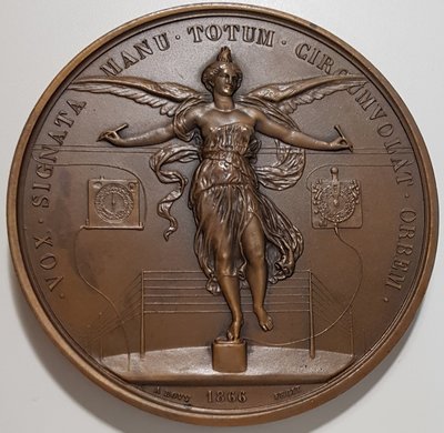 法國銅章1866 France Napoleon III Electronic Telegraph Medal.