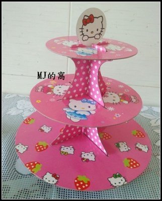 紙製三層蛋糕架 kitty DIY婚禮佈置用品 杯子蛋糕架~MJ的窩~