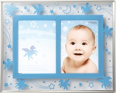 【優力文具】日本原廠 LADONNA Baby系列 天馬行空獨角獸水晶水鑽3X5雙格玻璃相框(LB11-20)