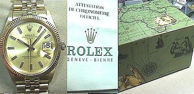 Rolex勞力士15038 蠔式日誌型18K黃金自動腕錶 ~ 附原廠保單.....
